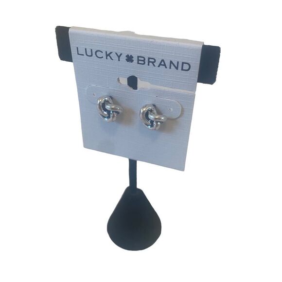 Knotted Stud Earring in Silver & Black. - Picture 3 of 6